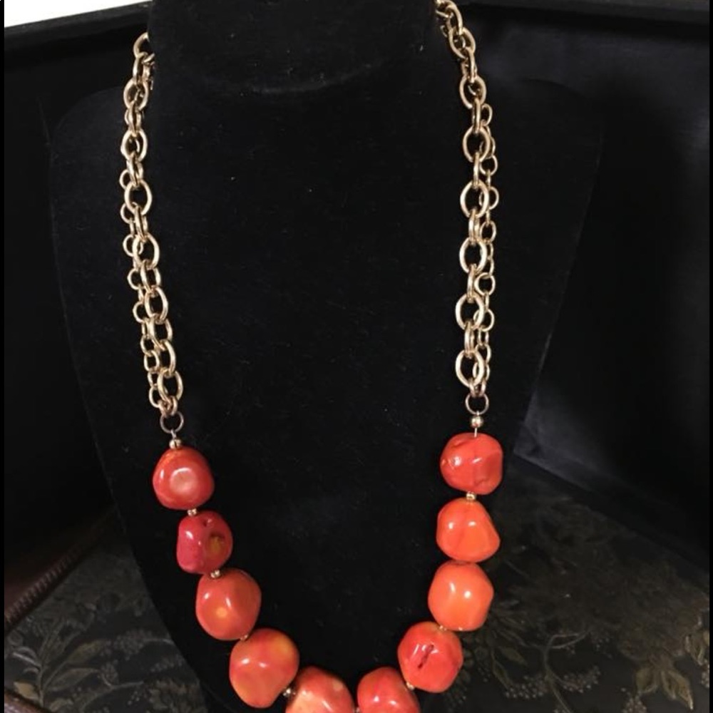 Orange big bead necklace